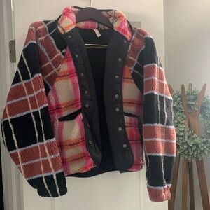 Free People Multicolor Plaid Fleece Jacket